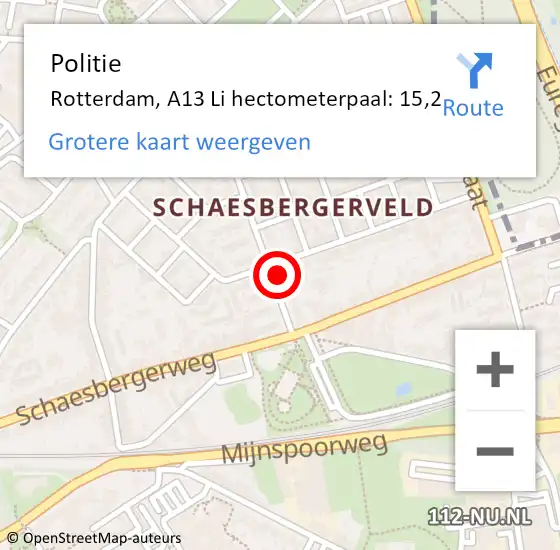 Locatie op kaart van de 112 melding: Politie Rotterdam, A16 Li hectometerpaal: 23,2 op 28 mei 2020 20:26