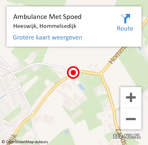 Locatie op kaart van de 112 melding: Ambulance Met Spoed Naar Heeswijk, Hommelsedijk op 28 mei 2020 22:28