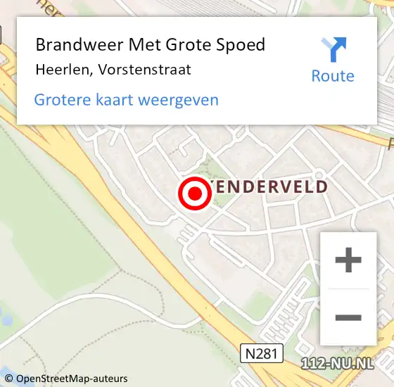 Locatie op kaart van de 112 melding: Brandweer Met Grote Spoed Naar Heerlen, Vorstenstraat op 28 mei 2020 23:54