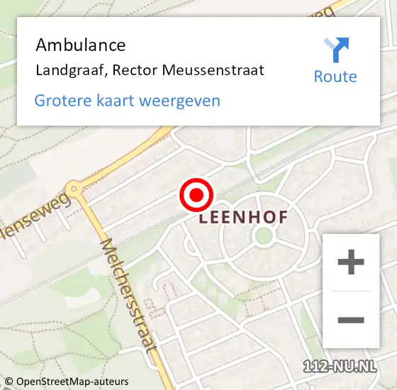 Locatie op kaart van de 112 melding: Ambulance Landgraaf, Rector Meussenstraat op 8 mei 2014 00:43