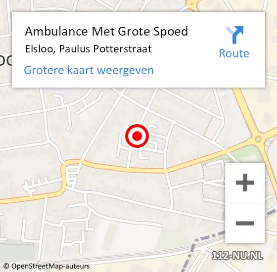 Locatie op kaart van de 112 melding: Ambulance Met Grote Spoed Naar Elsloo, Paulus Potterstraat op 8 mei 2014 00:58