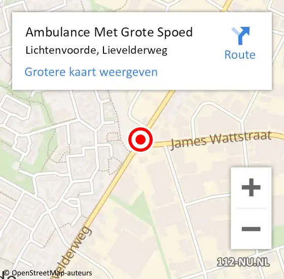 Locatie op kaart van de 112 melding: Ambulance Met Grote Spoed Naar Lichtenvoorde, Lievelderweg op 29 mei 2020 03:21
