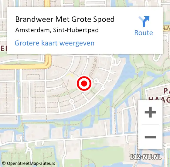 Locatie op kaart van de 112 melding: Brandweer Met Grote Spoed Naar Amsterdam, Sint-Hubertpad op 29 mei 2020 04:04