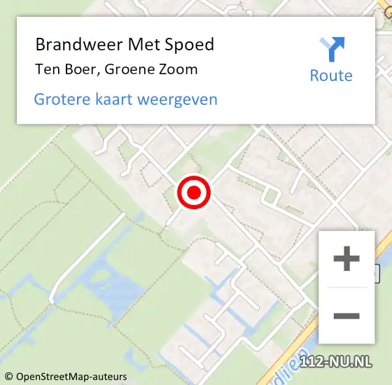 Locatie op kaart van de 112 melding: Brandweer Met Spoed Naar Ten Boer, Groene Zoom op 29 mei 2020 04:08