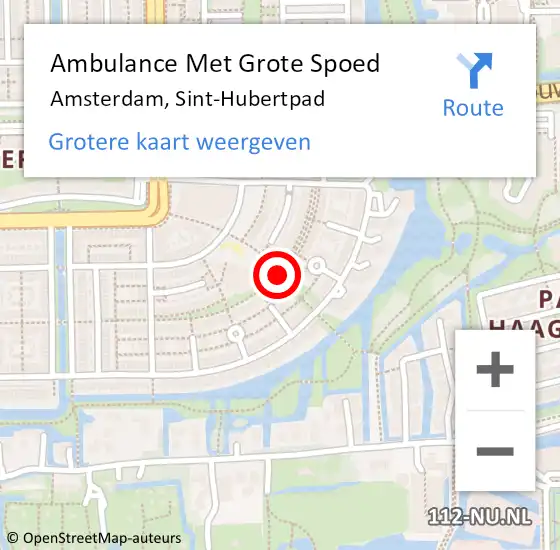 Locatie op kaart van de 112 melding: Ambulance Met Grote Spoed Naar Amsterdam, Sint-Hubertpad op 29 mei 2020 04:21