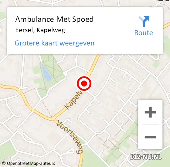 Locatie op kaart van de 112 melding: Ambulance Met Spoed Naar Eersel, Kapelweg op 29 mei 2020 06:36