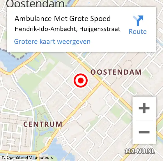 Locatie op kaart van de 112 melding: Ambulance Met Grote Spoed Naar Hendrik-Ido-Ambacht, Huijgensstraat op 29 mei 2020 06:44