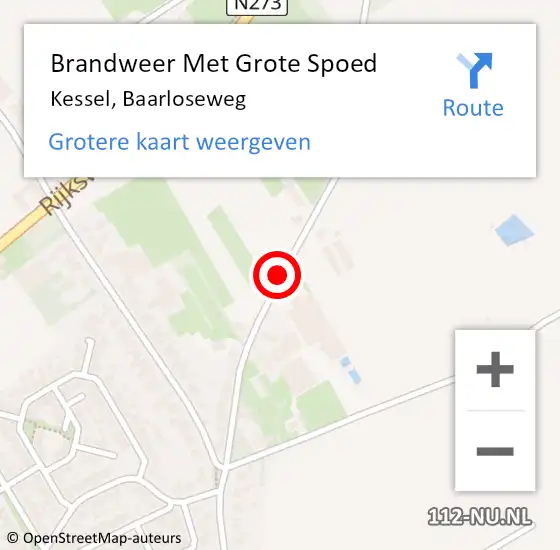 Locatie op kaart van de 112 melding: Brandweer Met Grote Spoed Naar Kessel, Baarloseweg op 29 mei 2020 07:32