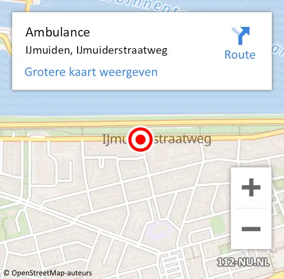 Locatie op kaart van de 112 melding: Ambulance IJmuiden, IJmuiderstraatweg op 29 mei 2020 07:34