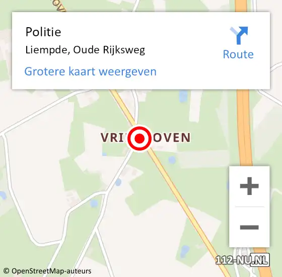 Locatie op kaart van de 112 melding: Politie Liempde, Oude Rijksweg op 29 mei 2020 07:46