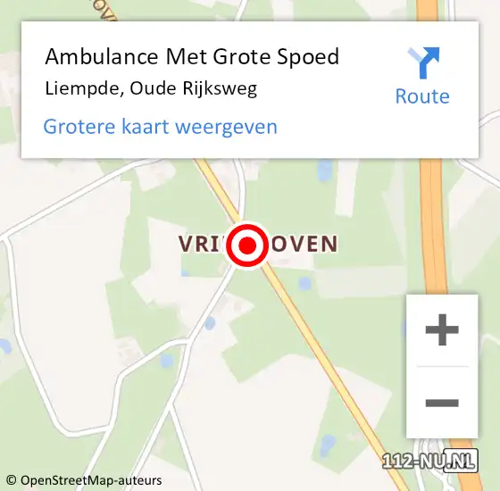 Locatie op kaart van de 112 melding: Ambulance Met Grote Spoed Naar Liempde, Oude Rijksweg op 29 mei 2020 07:47