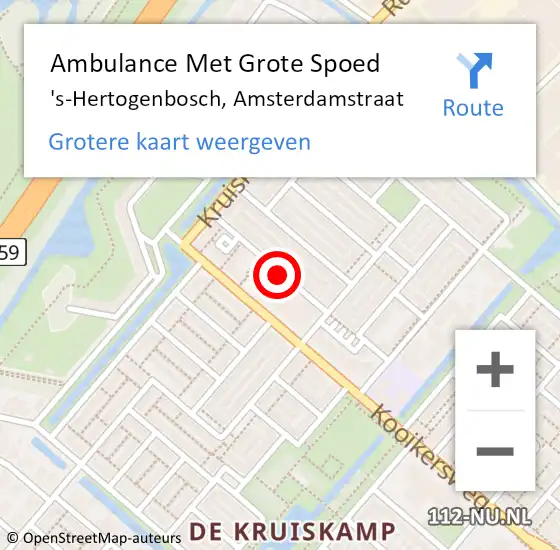 Locatie op kaart van de 112 melding: Ambulance Met Grote Spoed Naar 's-Hertogenbosch, Amsterdamstraat op 29 mei 2020 07:55