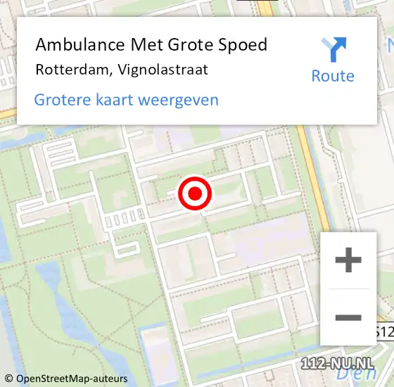 Locatie op kaart van de 112 melding: Ambulance Met Grote Spoed Naar Rotterdam, Vignolastraat op 29 mei 2020 08:06