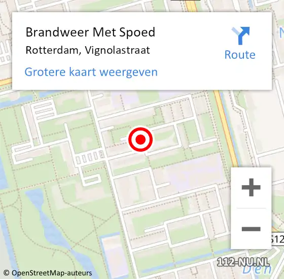 Locatie op kaart van de 112 melding: Brandweer Met Spoed Naar Rotterdam, Vignolastraat op 29 mei 2020 08:20