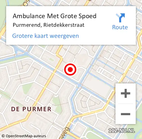 Locatie op kaart van de 112 melding: Ambulance Met Grote Spoed Naar Purmerend, Rietdekkerstraat op 29 mei 2020 08:30