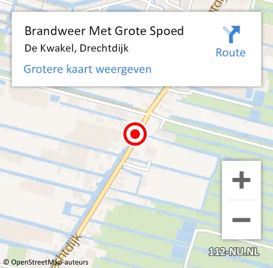 Locatie op kaart van de 112 melding: Brandweer Met Grote Spoed Naar De Kwakel, Drechtdijk op 29 mei 2020 08:56