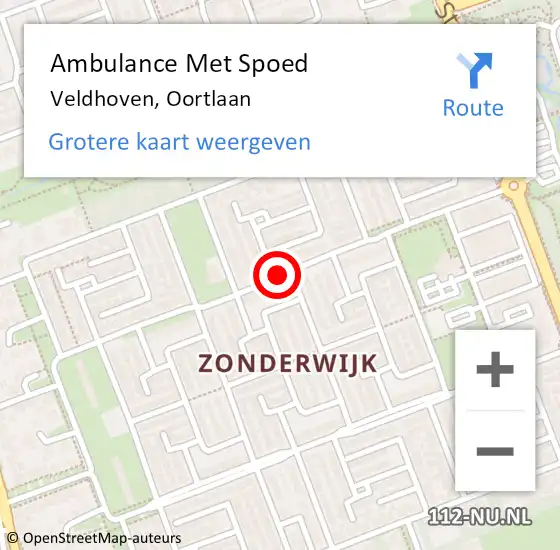 Locatie op kaart van de 112 melding: Ambulance Met Spoed Naar Veldhoven, Oortlaan op 29 mei 2020 09:00