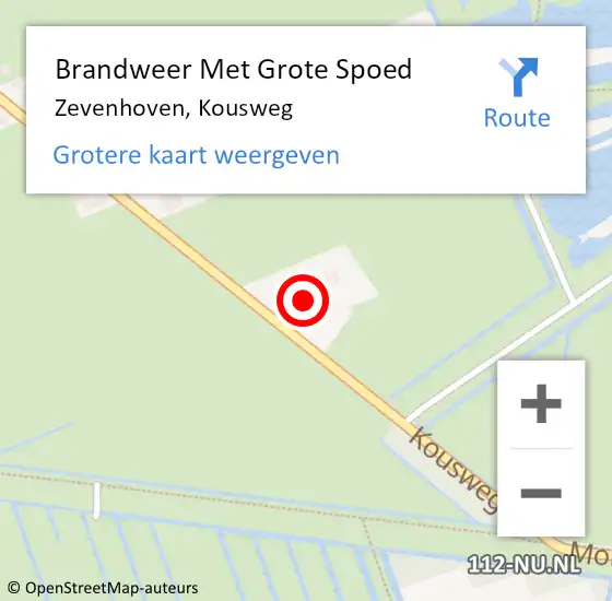 Locatie op kaart van de 112 melding: Brandweer Met Grote Spoed Naar Zevenhoven, Kousweg op 8 mei 2014 02:23