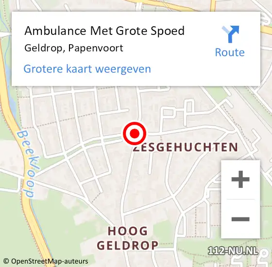 Locatie op kaart van de 112 melding: Ambulance Met Grote Spoed Naar Geldrop, Papenvoort op 29 mei 2020 11:34