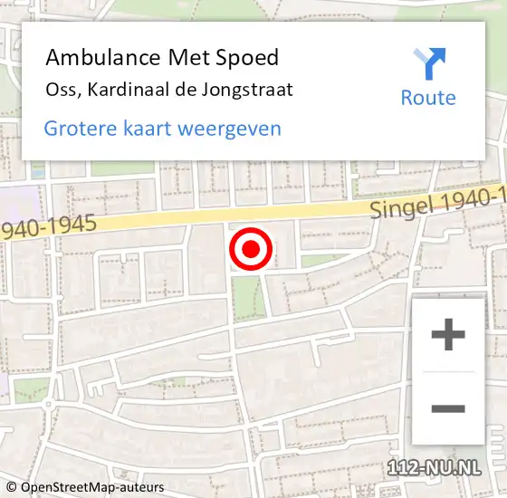 Locatie op kaart van de 112 melding: Ambulance Met Spoed Naar Oss, Kardinaal de Jongstraat op 29 mei 2020 11:37