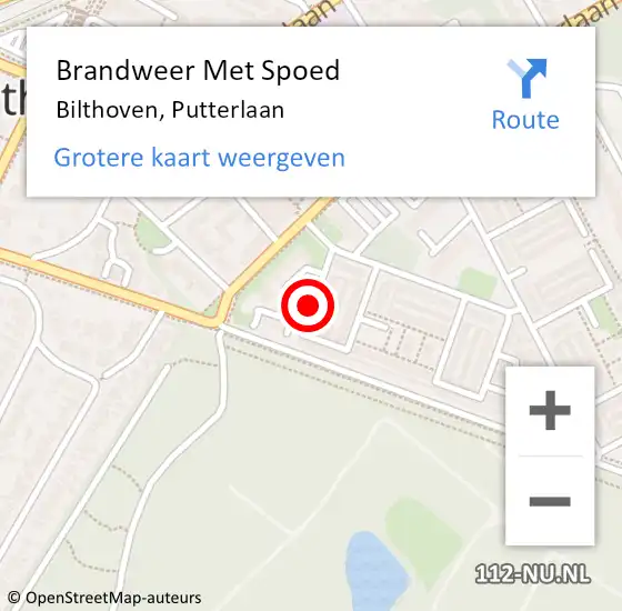 Locatie op kaart van de 112 melding: Brandweer Met Spoed Naar Bilthoven, Putterlaan op 29 mei 2020 11:59