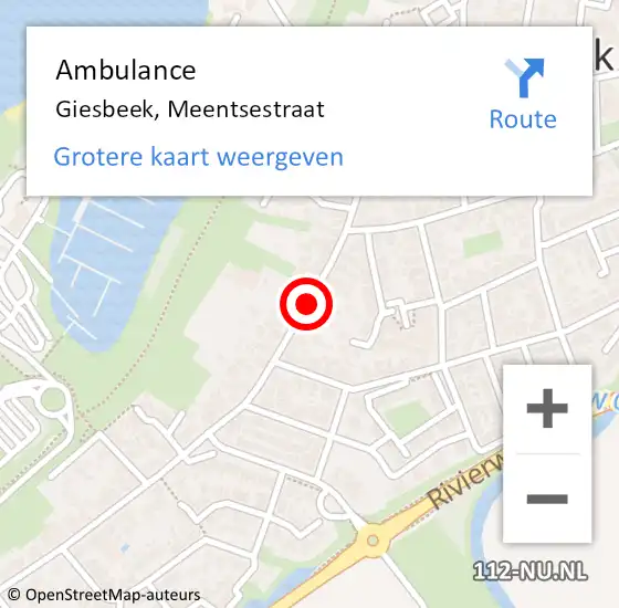 Locatie op kaart van de 112 melding: Ambulance Giesbeek, Meentsestraat op 29 mei 2020 13:19