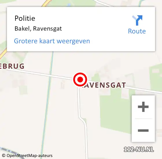 Locatie op kaart van de 112 melding: Politie Bakel, Ravensgat op 29 mei 2020 13:28