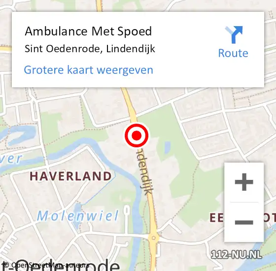 Locatie op kaart van de 112 melding: Ambulance Met Spoed Naar Sint Oedenrode, Lindendijk op 29 mei 2020 13:52