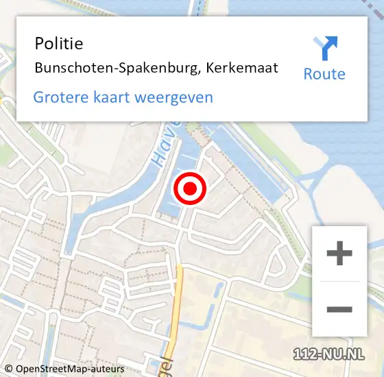 Locatie op kaart van de 112 melding: Politie Bunschoten-Spakenburg, Kerkemaat op 29 mei 2020 14:15