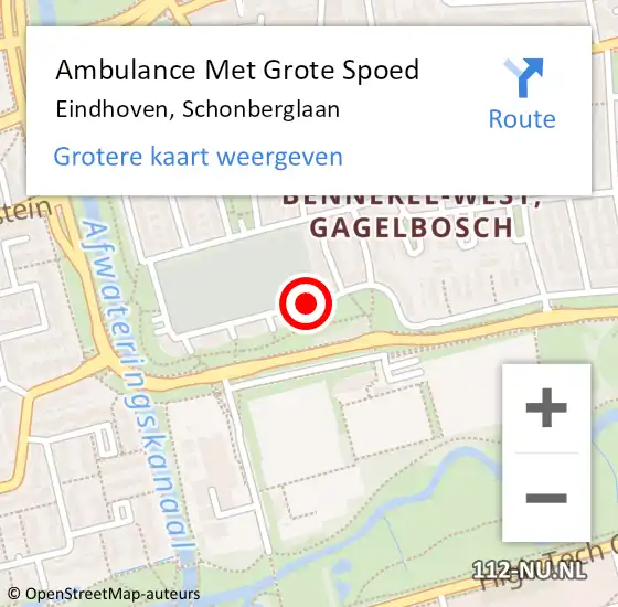 Locatie op kaart van de 112 melding: Ambulance Met Grote Spoed Naar Eindhoven, Schonberglaan op 29 mei 2020 15:20