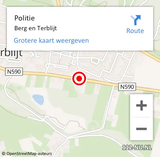 Locatie op kaart van de 112 melding: Politie Berg en Terblijt op 29 mei 2020 15:59