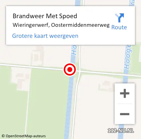 Locatie op kaart van de 112 melding: Brandweer Met Spoed Naar Wieringerwerf, Oostermiddenmeerweg op 29 mei 2020 16:12