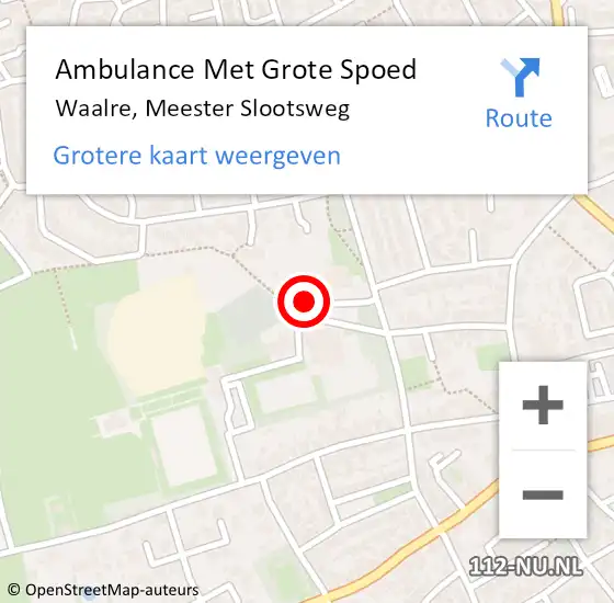 Locatie op kaart van de 112 melding: Ambulance Met Grote Spoed Naar Waalre, Meester Slootsweg op 29 mei 2020 16:44