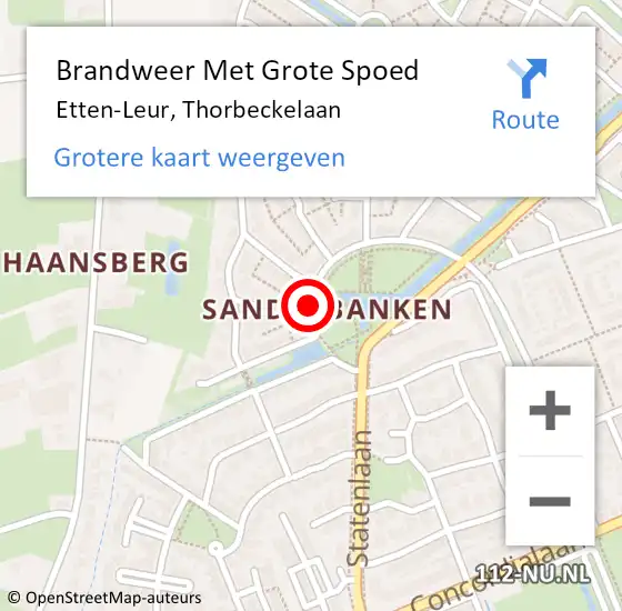 Locatie op kaart van de 112 melding: Brandweer Met Grote Spoed Naar Etten-Leur, Thorbeckelaan op 29 mei 2020 17:35