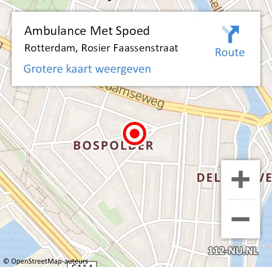 Locatie op kaart van de 112 melding: Ambulance Met Spoed Naar Rotterdam, Rosier Faassenstraat op 29 mei 2020 17:47