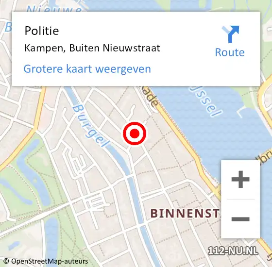 Locatie op kaart van de 112 melding: Politie Kampen, Buiten Nieuwstraat op 29 mei 2020 18:04