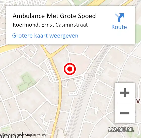 Locatie op kaart van de 112 melding: Ambulance Met Grote Spoed Naar Roermond, Ernst Casimirstraat op 29 mei 2020 18:45