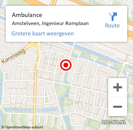 Locatie op kaart van de 112 melding: Ambulance Amstelveen, Ingenieur Romplaan op 29 mei 2020 19:20