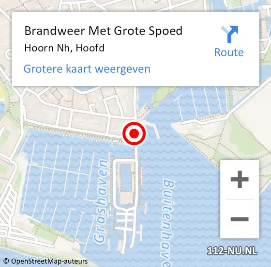 Locatie op kaart van de 112 melding: Brandweer Met Grote Spoed Naar Hoorn Nh, Hoofd op 29 mei 2020 19:33
