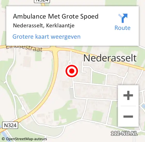 Locatie op kaart van de 112 melding: Ambulance Met Grote Spoed Naar Nederasselt, Kerklaantje op 29 mei 2020 19:37