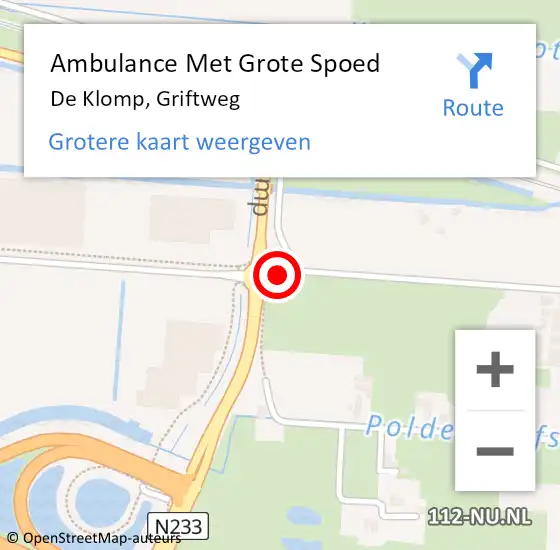Locatie op kaart van de 112 melding: Ambulance Met Grote Spoed Naar De Klomp, Griftweg op 29 mei 2020 19:41