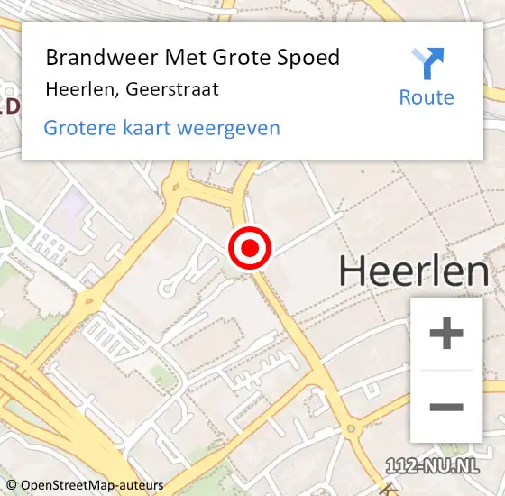 Locatie op kaart van de 112 melding: Brandweer Met Grote Spoed Naar Heerlen, Geerstraat op 29 mei 2020 19:43