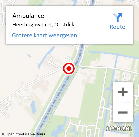 Locatie op kaart van de 112 melding: Ambulance Heerhugowaard, Oostdijk op 29 mei 2020 20:51