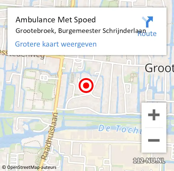 Locatie op kaart van de 112 melding: Ambulance Met Spoed Naar Grootebroek, Burgemeester Schrijnderlaan op 29 mei 2020 21:19
