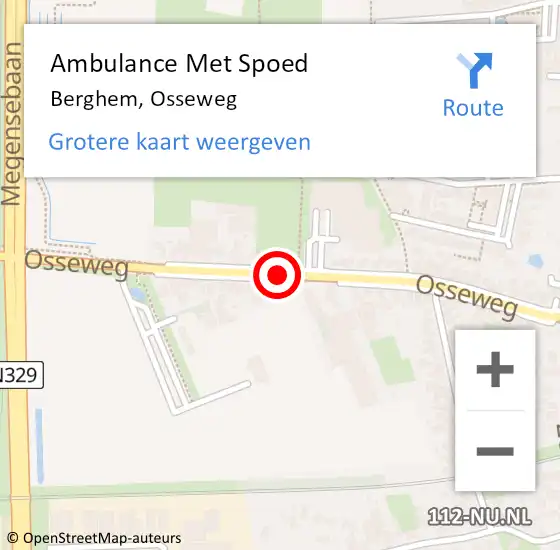 Locatie op kaart van de 112 melding: Ambulance Met Spoed Naar Berghem, Osseweg op 29 mei 2020 21:19
