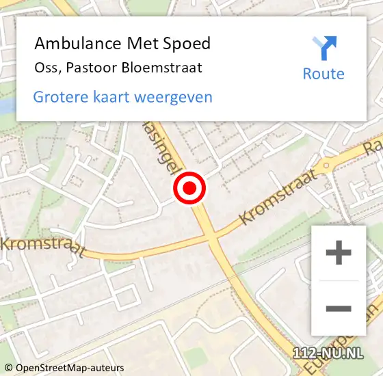 Locatie op kaart van de 112 melding: Ambulance Met Spoed Naar Oss, Pastoor Bloemstraat op 29 mei 2020 22:03