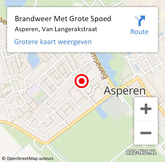 Locatie op kaart van de 112 melding: Brandweer Met Grote Spoed Naar Asperen, Van Langerakstraat op 29 mei 2020 23:49