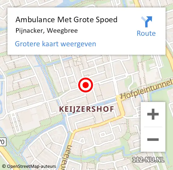 Locatie op kaart van de 112 melding: Ambulance Met Grote Spoed Naar Pijnacker, Weegbree op 30 mei 2020 00:31