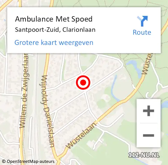 Locatie op kaart van de 112 melding: Ambulance Met Spoed Naar Santpoort-Zuid, Clarionlaan op 30 mei 2020 01:21