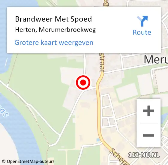 Locatie op kaart van de 112 melding: Brandweer Met Spoed Naar Herten, Merumerbroekweg op 30 mei 2020 01:33